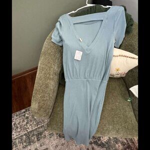 Free People Light Blue V-Neck Dress
